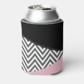 Gray Zigzag, Gray Chevron, Zigzag Pattern, Pink Dosenkühler (Kanne Rückseite)