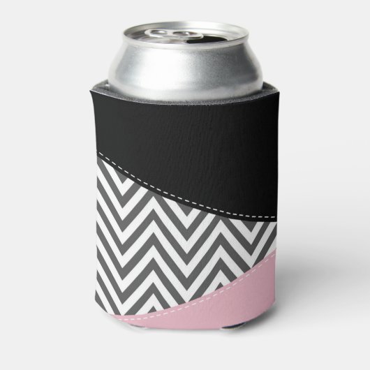 Gray Zigzag, Gray Chevron, Zigzag Pattern, Pink Dosenkühler (Kanne Rückseite)