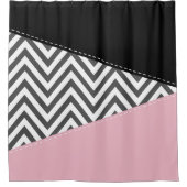 Gray Zigzag, Gray Chevron, Zigzag Pattern, Pink Duschvorhang (Vorderseite)