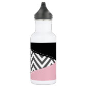 Gray Zigzag, Gray Chevron, Zigzag Pattern, Pink Edelstahlflasche (Rechts)