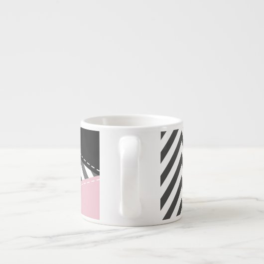 Gray Zigzag, Gray Chevron, Zigzag Pattern, Pink Espressotasse (Rückseite)