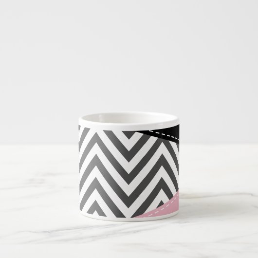 Gray Zigzag, Gray Chevron, Zigzag Pattern, Pink Espressotasse (Vorderseite)