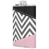 Gray Zigzag, Gray Chevron, Zigzag Pattern, Pink Flachmann (Links)