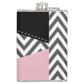 Gray Zigzag, Gray Chevron, Zigzag Pattern, Pink Flachmann (Rückseite)