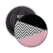 Gray Zigzag, Gray Chevron, Zigzag Pattern, Pink Flaschenöffner (Vorderseite)
