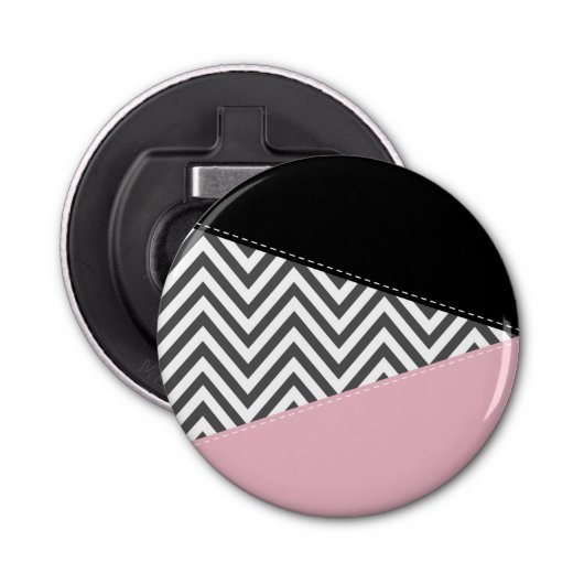 Gray Zigzag, Gray Chevron, Zigzag Pattern, Pink Flaschenöffner (Vorderseite)