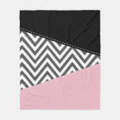 Gray Zigzag, Gray Chevron, Zigzag Pattern, Pink Fleecedecke (Vorderseite)