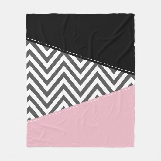 Gray Zigzag, Gray Chevron, Zigzag Pattern, Pink Fleecedecke (Vorderseite)