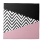 Gray Zigzag, Gray Chevron, Zigzag Pattern, Pink Fliese (Vorderseite)