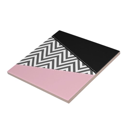 Gray Zigzag, Gray Chevron, Zigzag Pattern, Pink Fliese (Seite)