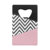 Gray Zigzag, Gray Chevron, Zigzag Pattern, Pink Geldbeutel Flaschenöffner (Rückseite)