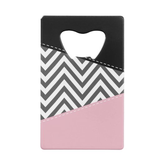 Gray Zigzag, Gray Chevron, Zigzag Pattern, Pink Geldbeutel Flaschenöffner (Rückseite)