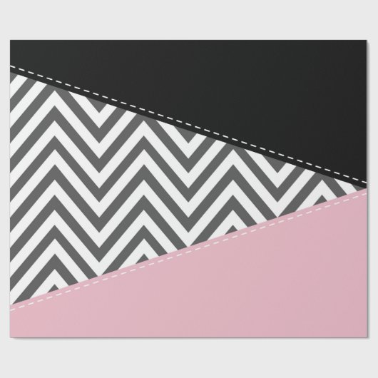 Gray Zigzag, Gray Chevron, Zigzag Pattern, Pink Geschenkpapier (Flach)