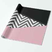 Gray Zigzag, Gray Chevron, Zigzag Pattern, Pink Geschenkpapier (Ungerollt)