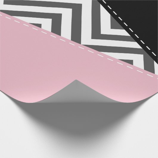 Gray Zigzag, Gray Chevron, Zigzag Pattern, Pink Geschenkpapier (Ecke)