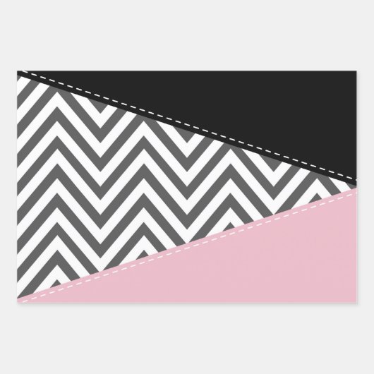 Gray Zigzag, Gray Chevron, Zigzag Pattern, Pink Geschenkpapier Set (Vorderseite 3)