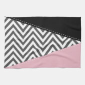 Gray Zigzag, Gray Chevron, Zigzag Pattern, Pink Geschirrtuch (Horizontal)