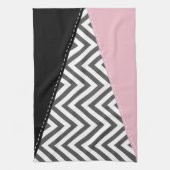 Gray Zigzag, Gray Chevron, Zigzag Pattern, Pink Geschirrtuch (Vertikal)