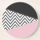 Gray Zigzag, Gray Chevron, Zigzag Pattern, Pink Getränkeuntersetzer (Vorne)