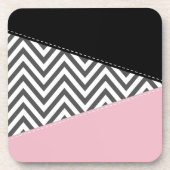 Gray Zigzag, Gray Chevron, Zigzag Pattern, Pink Getränkeuntersetzer (Vorderseite)