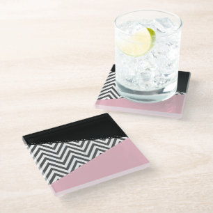 Gray Zigzag, Gray Chevron, Zigzag Pattern, Pink Glasuntersetzer