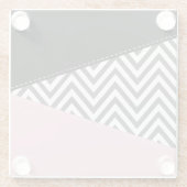 Gray Zigzag, Gray Chevron, Zigzag Pattern, Pink Glasuntersetzer (Rückseite)
