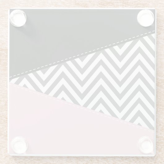 Gray Zigzag, Gray Chevron, Zigzag Pattern, Pink Glasuntersetzer (Rückseite)