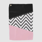 Gray Zigzag, Gray Chevron, Zigzag Pattern, Pink Golfhandtuch (Vorderseite)
