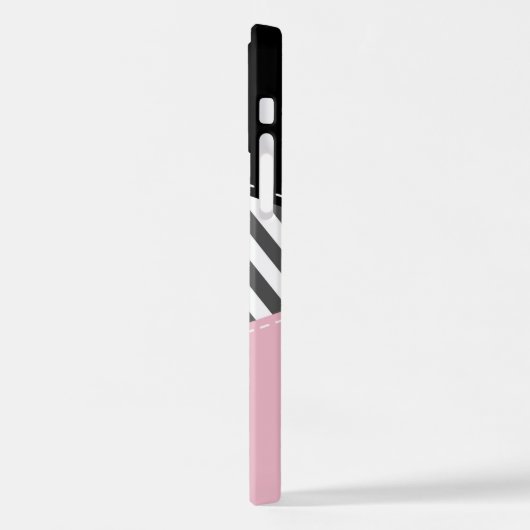 Gray Zigzag, Gray Chevron, Zigzag Pattern, Pink iPhone Hülle (Linke Seite)