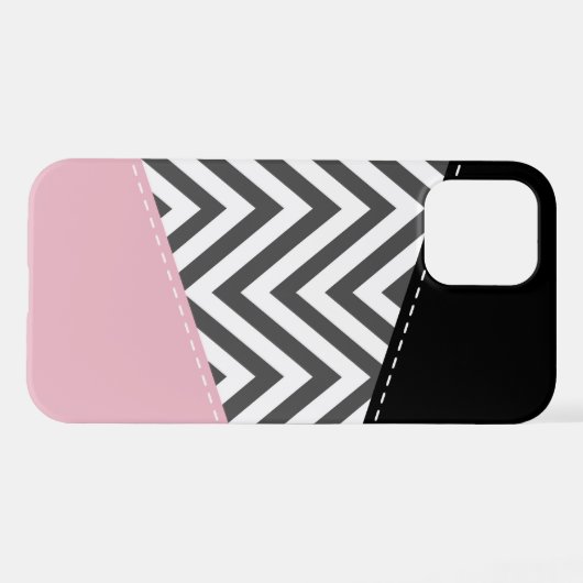 Gray Zigzag, Gray Chevron, Zigzag Pattern, Pink iPhone Hülle (Rückseite (Horizontal))