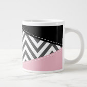 Gray Zigzag, Gray Chevron, Zigzag Pattern, Pink Jumbo-Tasse (Rechts)