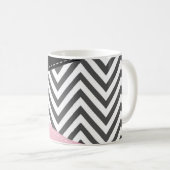 Gray Zigzag, Gray Chevron, Zigzag Pattern, Pink Kaffeetasse (VorderseiteRechts)
