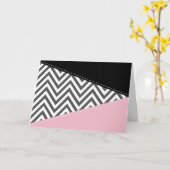 Gray Zigzag, Gray Chevron, Zigzag Pattern, Pink Karte (Gelbe Blume)
