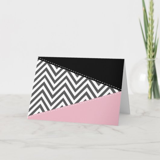 Gray Zigzag, Gray Chevron, Zigzag Pattern, Pink Karte (Vorderseite)