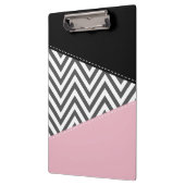 Gray Zigzag, Gray Chevron, Zigzag Pattern, Pink Klemmbrett (Links)