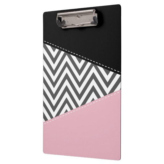 Gray Zigzag, Gray Chevron, Zigzag Pattern, Pink Klemmbrett (Links)