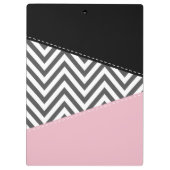 Gray Zigzag, Gray Chevron, Zigzag Pattern, Pink Klemmbrett (Rückseite)