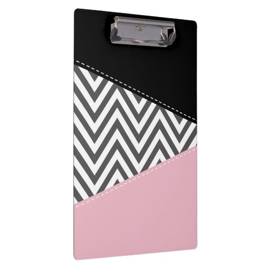 Gray Zigzag, Gray Chevron, Zigzag Pattern, Pink Klemmbrett (Rechts)