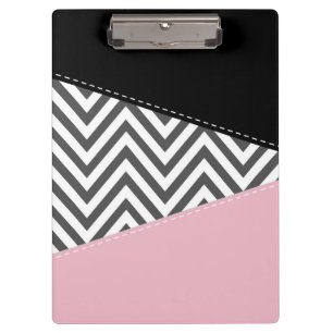 Gray Zigzag, Gray Chevron, Zigzag Pattern, Pink Klemmbrett