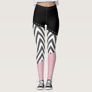 Gray Zigzag, Gray Chevron, Zigzag Pattern, Pink Leggings