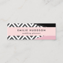 Gray Zigzag, Gray Chevron, Zigzag Pattern, Pink Mini Visitenkarte
