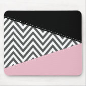 Gray Zigzag, Gray Chevron, Zigzag Pattern, Pink Mousepad (Vorne)
