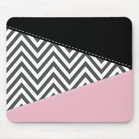 Gray Zigzag, Gray Chevron, Zigzag Pattern, Pink Mousepad (Vorne)