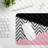 Gray Zigzag, Gray Chevron, Zigzag Pattern, Pink Mousepad