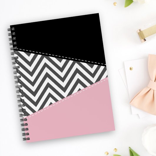 Gray Zigzag, Gray Chevron, Zigzag Pattern, Pink Notizblock