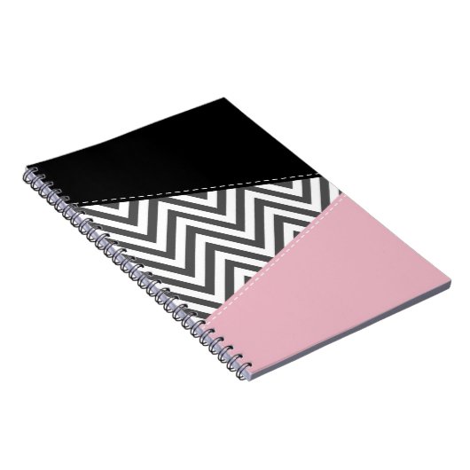 Gray Zigzag, Gray Chevron, Zigzag Pattern, Pink Notizblock (Rechte Seite)