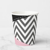 Gray Zigzag, Gray Chevron, Zigzag Pattern, Pink Pappbecher (Links)