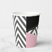 Gray Zigzag, Gray Chevron, Zigzag Pattern, Pink Pappbecher (Rechts)