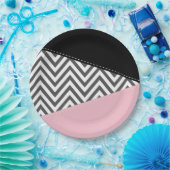 Gray Zigzag, Gray Chevron, Zigzag Pattern, Pink Pappteller (Party)