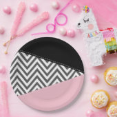 Gray Zigzag, Gray Chevron, Zigzag Pattern, Pink Pappteller (Party)